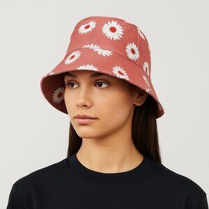 Jessica Simpson Mauve White Floral Bucket Hat NWOT